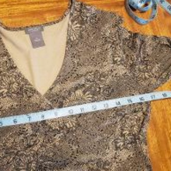 Ann Taylor Black and Cream Floral Print Wrap Shirt - Picture 8 of 8